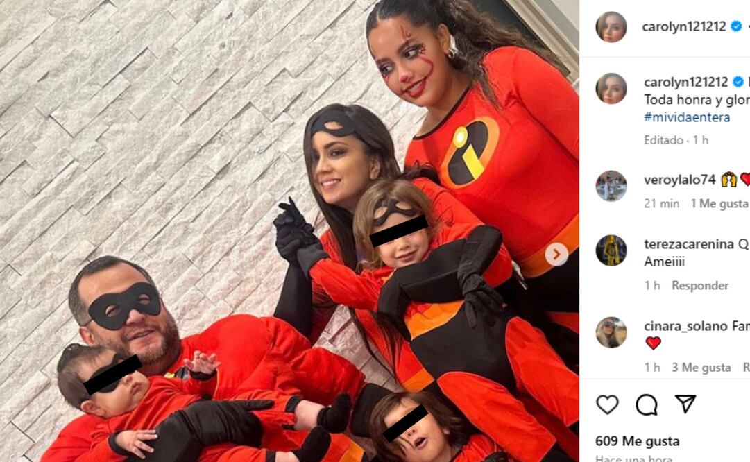 La familia del primer hijo de López Obrador, José Ramón López se disfraza de "Los Increíbles". Foto: Captura de Pantalla