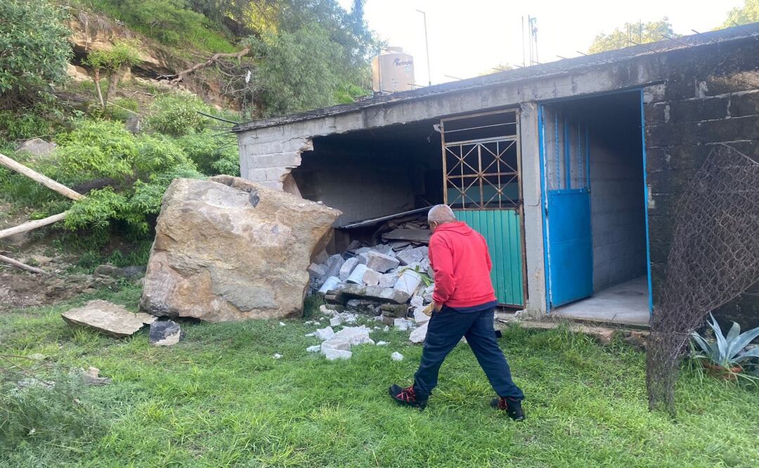 Se registra deslave en Tula, rocas afectan una vivienda sin que se registren lesionados. Foto: Dinorath Mota