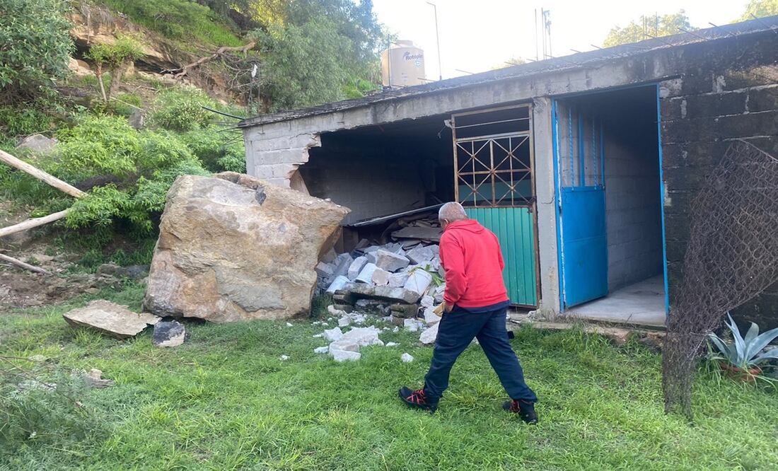 Se registra deslave en Tula, rocas afectan una vivienda sin que se registren lesionados. Foto: Dinorath Mota