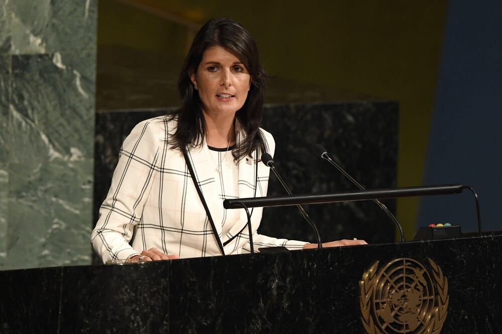 La representante de EU ante la ONU, Nikki Haley (Foto. AFP)