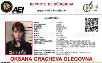 Buscan a Oksana Gracheva Olegovna, rusa desaparecida en Monterrey