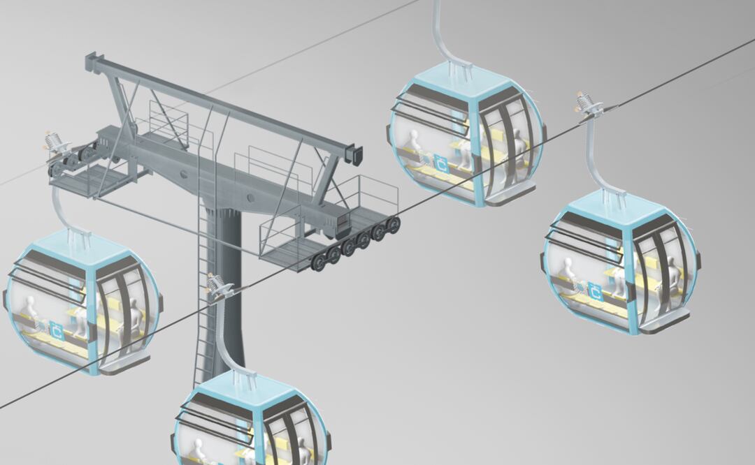 Las cabinas del Cablebús avanzan a una velocidad de cinco metros por segundo. Foto: Germán Espinosa/ EL UNIVERSAL.