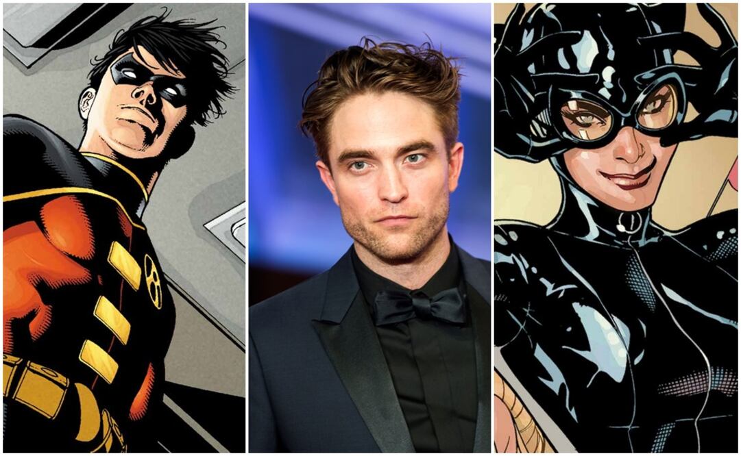Robin, Robert Pattinson y Catwoman. Foto: Dc Comics y AFP