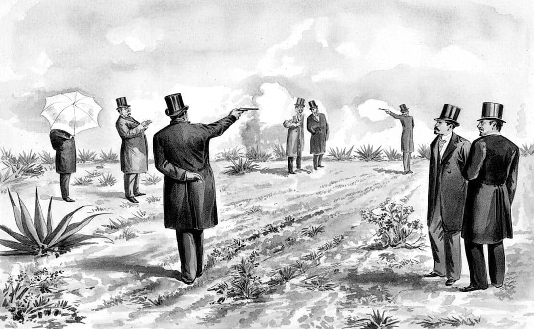 Ilustración de lo que fue el último duelo. Publicación “El Mundo”. Col. Carlos Villasana.