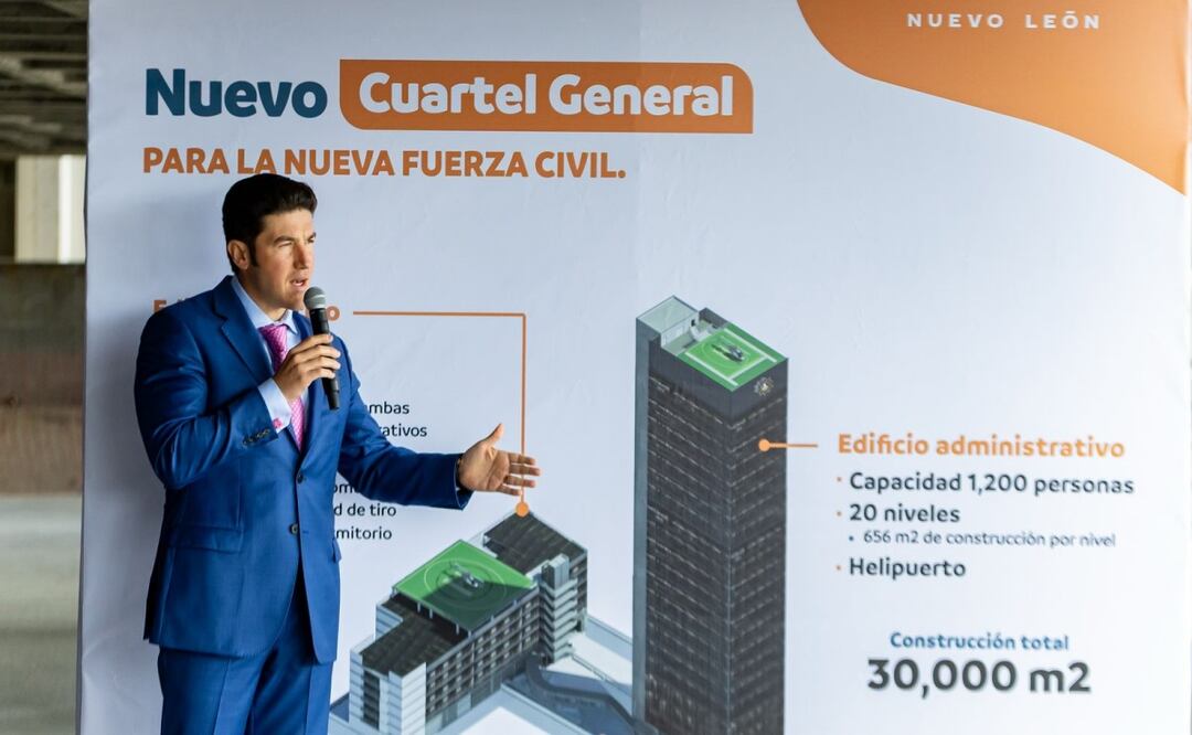Refuerzo a la seguridad en Nuevo León; Samuel García supervisa la construcción del Cuartel General. Foto: Especial
