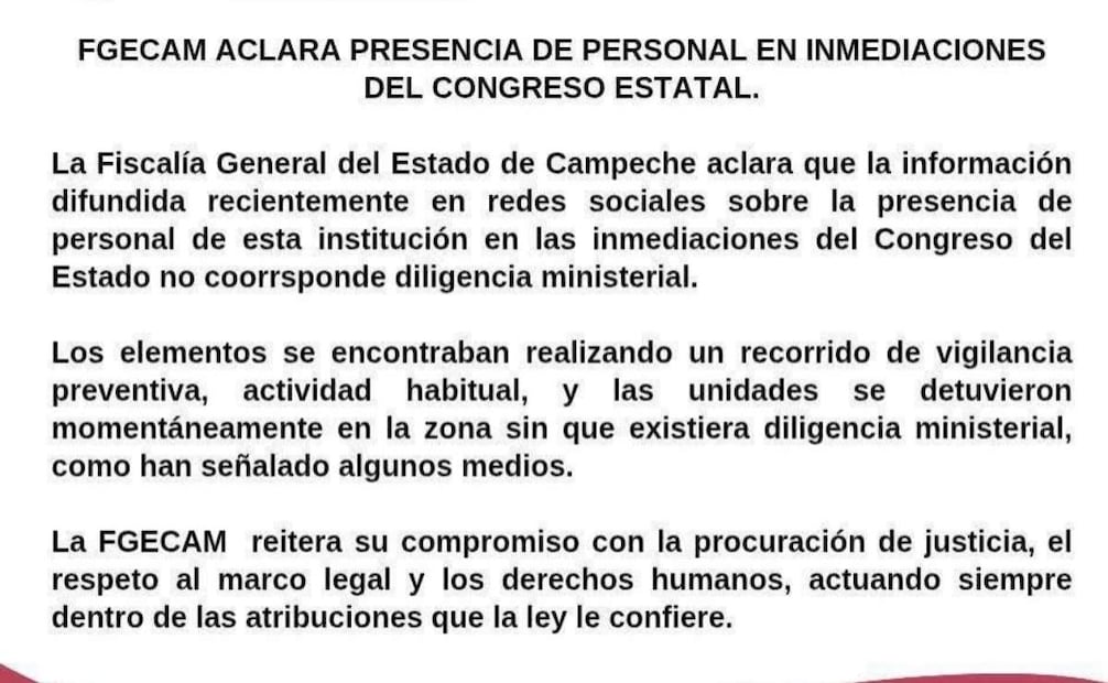 Desmienten intento de detención del presidente del Congreso en Campeche (02/02/2026). Foto: Especial