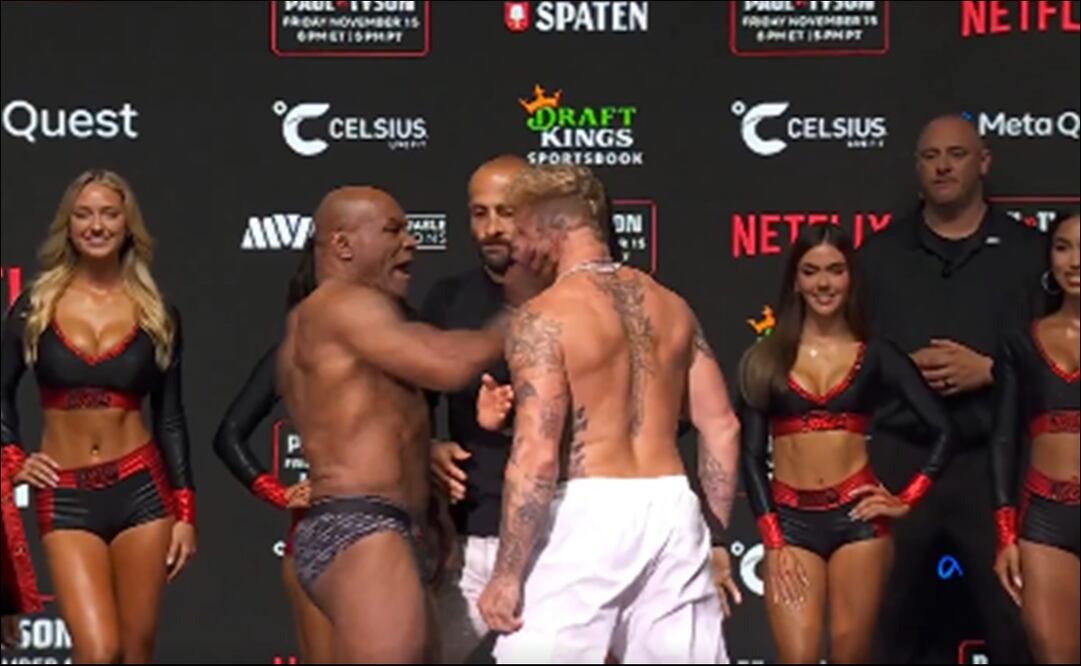Mike Tyson abofeteó a Jake Paul en el pesaje / Foto: Especiales