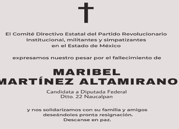 Fallece candidata del PRI a diputada federal por Naucalpan