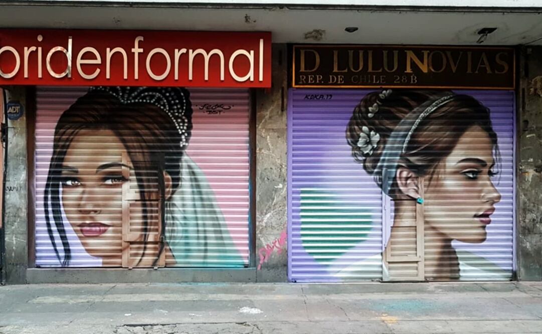 The project features nine art pieces on the metal blinds of different shops, though the event organizers are planning to expand it - Photo: Taken from mayor Claudia Sheinbaum's official Twitter page