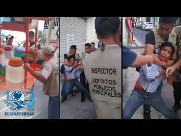 Inspectores someten a vendedor ambulante en Chiapas