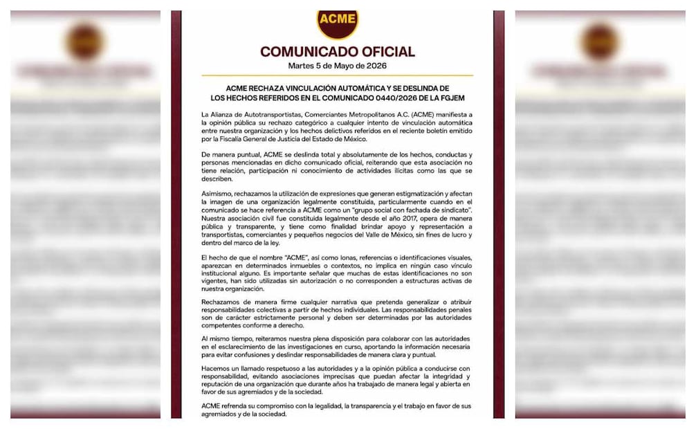 ACME sostiene que la presencia de su nombre, lonas o identificaciones no implica vínculo institucional. Fotos: Especiales.