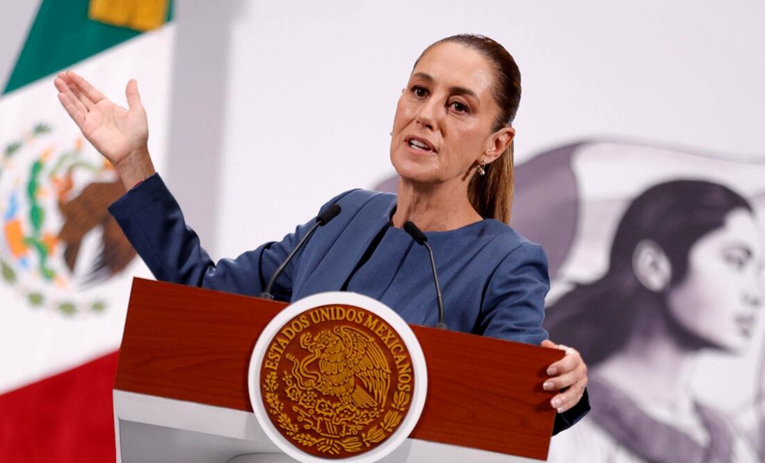 La presidenta Claudia Sheinbaum Pardo durante la mañanera del 20 de agosto de 2025. Foto: Diego Simón Sánchez/EL UNIVERSAL