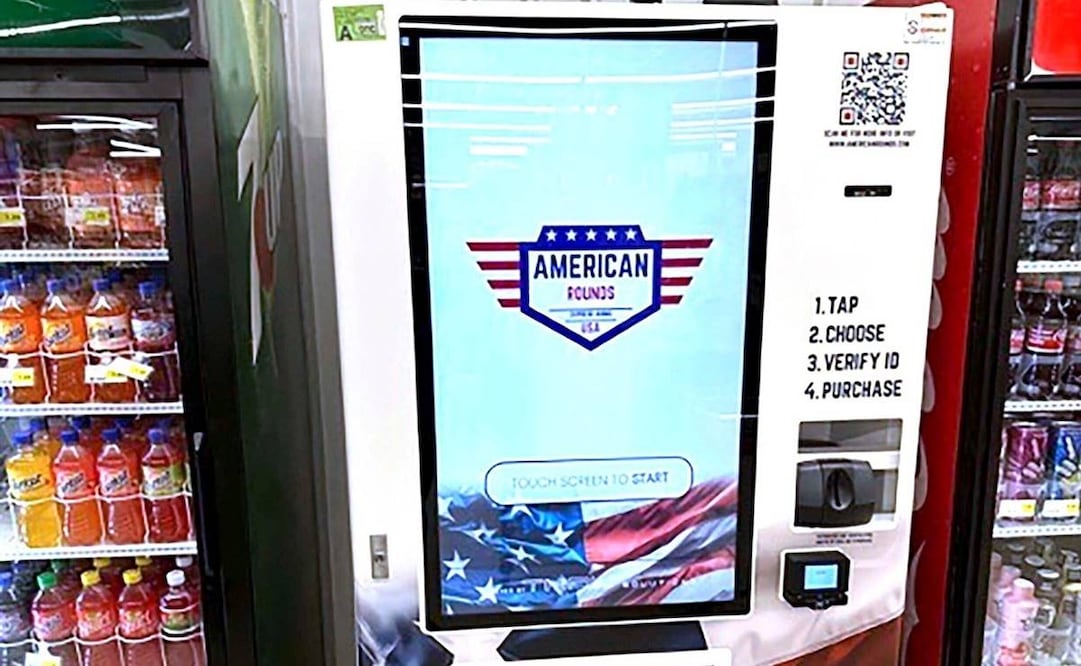 En esta foto sin fecha proporcionada por American Rounds se ve una máquina expendedora que vende munición en varios lugares de EU. Las máquinas escanean la tarjeta de conducir de los clientes y utilizan un escáner facial para verificar la identidad del comprador y que tiene al menos 21 años. (American Rounds vía AP)