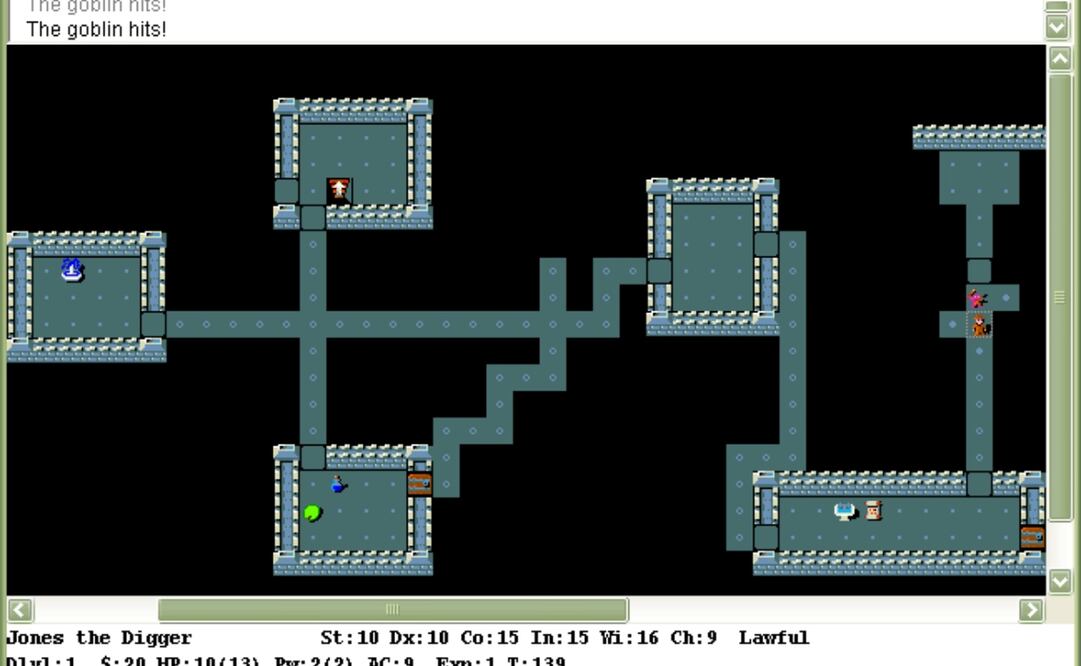 NetHack fue desarrollado originalmente en la década de 1980. 