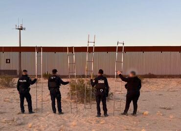 Incautan 12 escaleras en muros fronterizos de Nogales y San Luis Río Colorado, Sonora; mantienen patrullajes de vigilancia