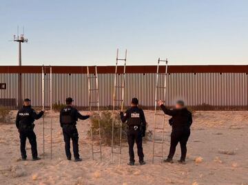 Incautan 12 escaleras en muros fronterizos de Nogales y San Luis Río Colorado, Sonora; mantienen patrullajes de vigilancia