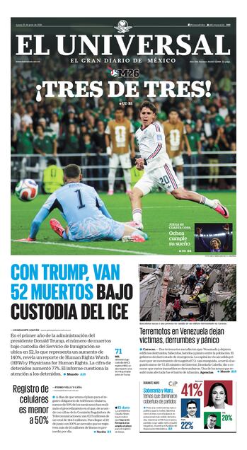 Portada impresa del 25 de junio de 2026