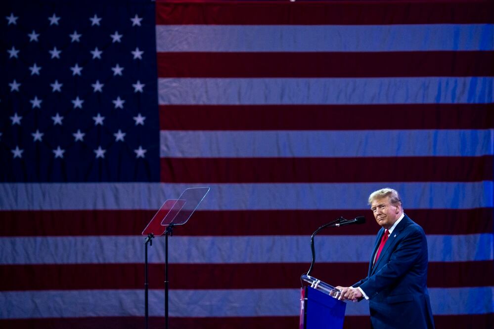 El expresidente estadounidense Donald Trump, durante la Conferencia de Acción Política Conservadora (CPAC) 2024 en National Harbor, Maryland. Foto: EFE
