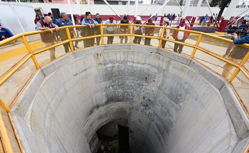 Delfina Gómez entrega el cárcamo "Vicente Villada". (27/04/2026) Foto: Especial