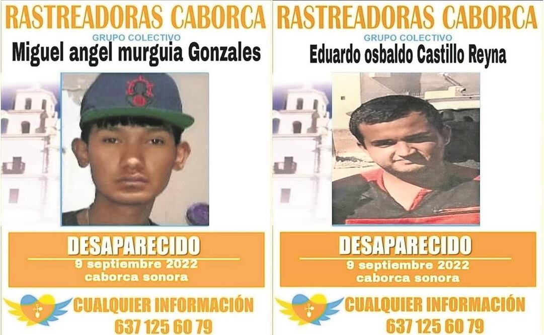 Entre los desaparecidos en la vía Caborca a Sonoyta se encuentran Miguel Ángel Murguía, de 18 años, y Eduardo Osbaldo Castillo. Foto: Especial 