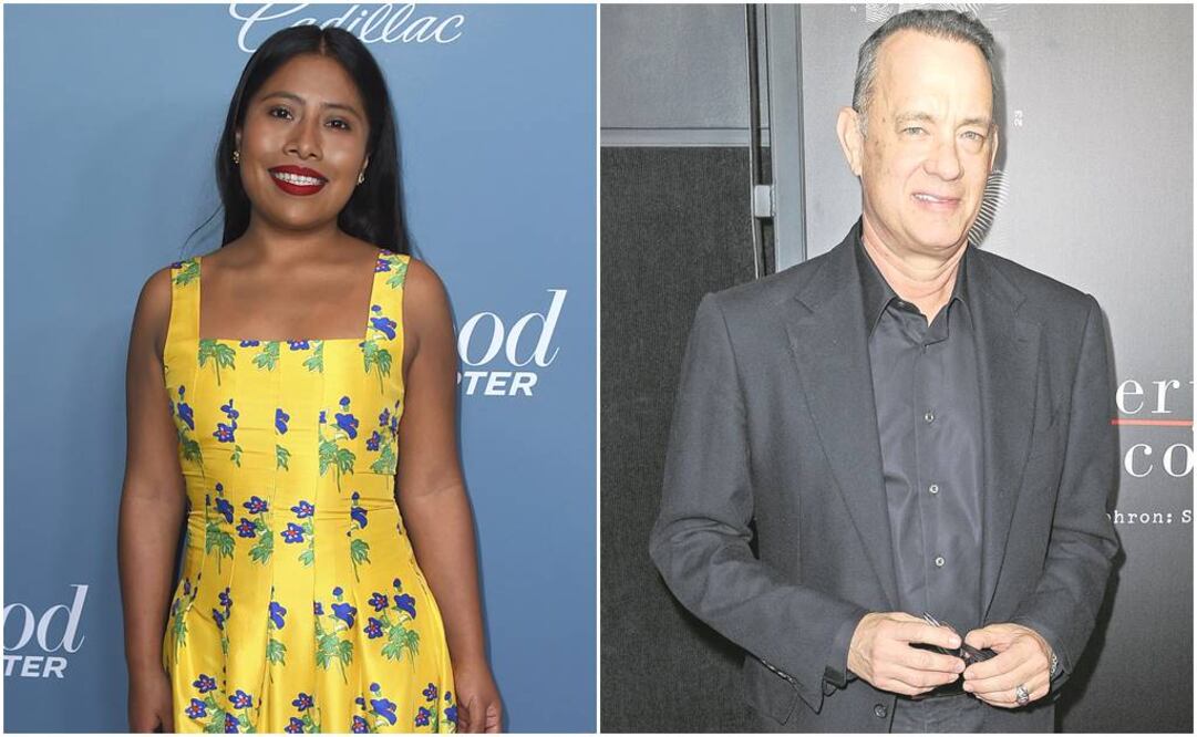Yalitza Aparicio y Tom Hanks. Foto: Archivo AP