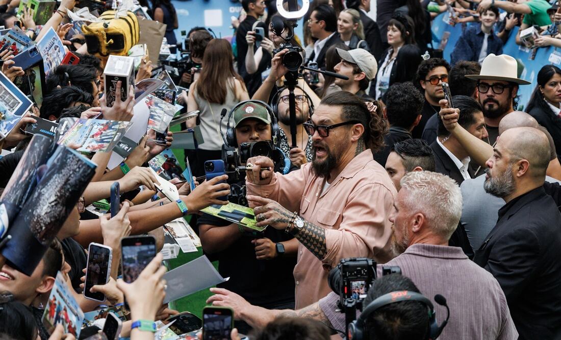 Jason Momoa en la Ciudad de México promociona la cinta “Una película de Minecraft”. Foto: Yaretzy M. Osnaya EL UNIVERSAL.