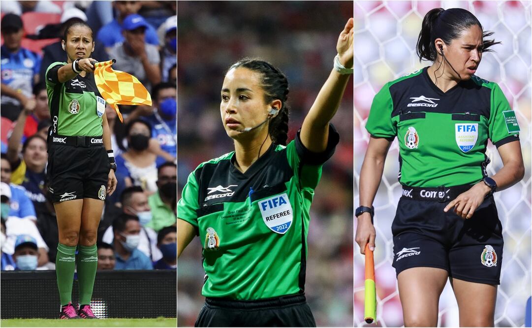 Enedina Caudillo, Katia Itzel García, Karen Janett, árbitras mexicanas. FOTO: ESPECIAL