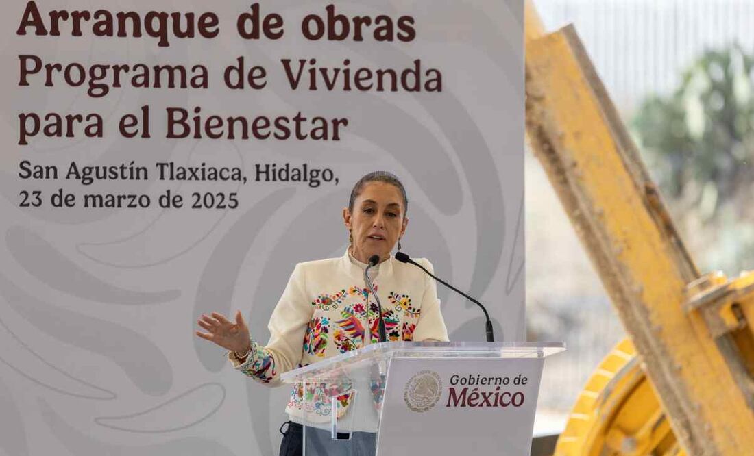 La presidenta Claudia Sheinbaum Pardo encabeza el Arranque de Obras del Programa de Vivienda para el Bienestar, en San Aguistín Tlaxiaca, Hidalgo. 23/03/2025. Foto Hugo Salvador. EL UNIVERSAL