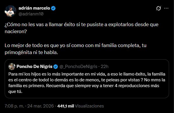 Adrián Marcelo señaló a de Nigris de explotar la imagen de sus hijos. Foto: Captura de pantalla