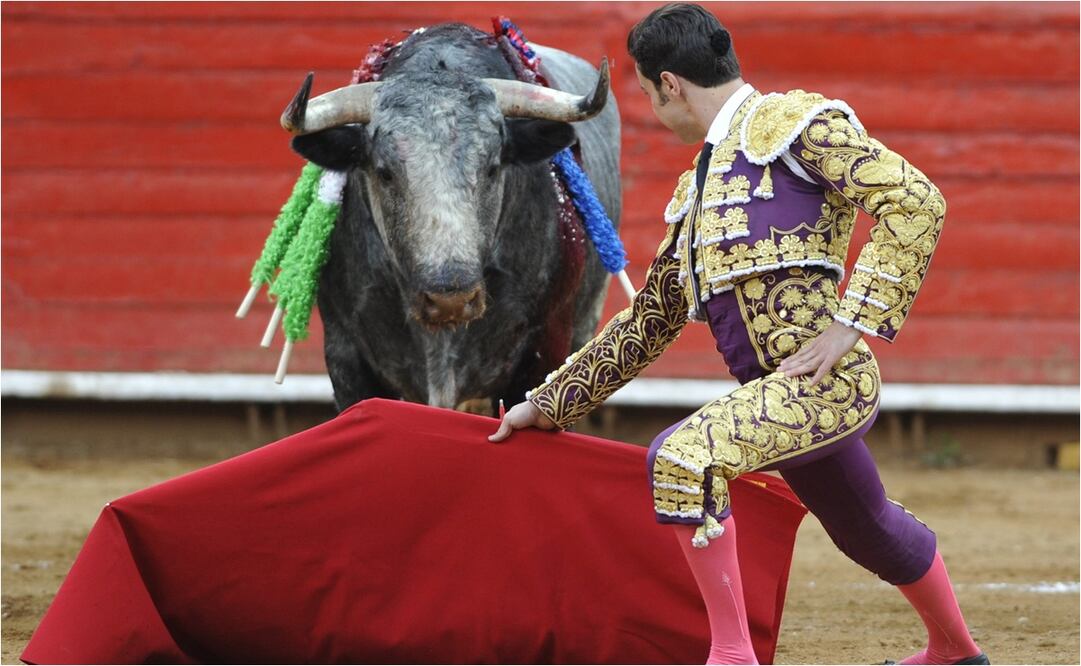 El torero méxicano José Mauricio Morett lidia un toro el 8 de enero 2012. FOTO: EFE