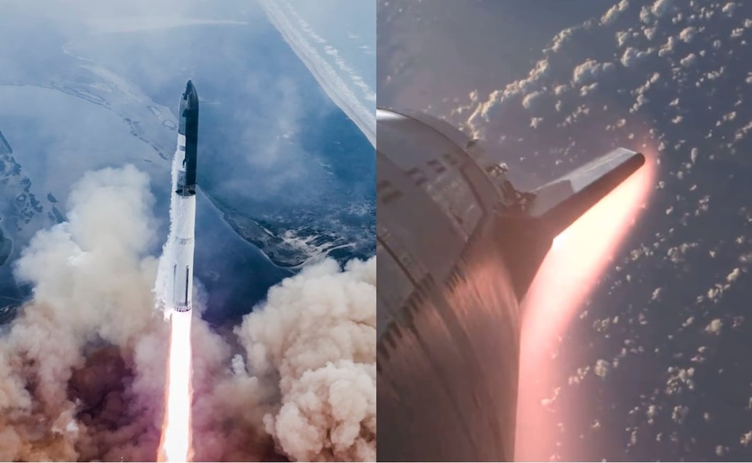 El megacohete Starship, de SpaceX. Foto:Tomadas de las redes sociales de Elon Musk y Space X.