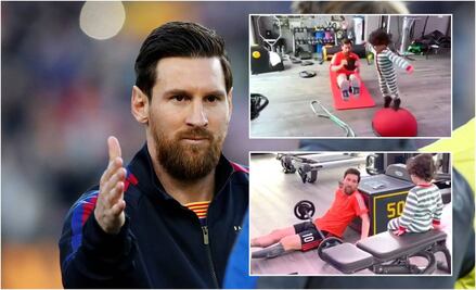 Lionel Messi se ejercita con sus hijos