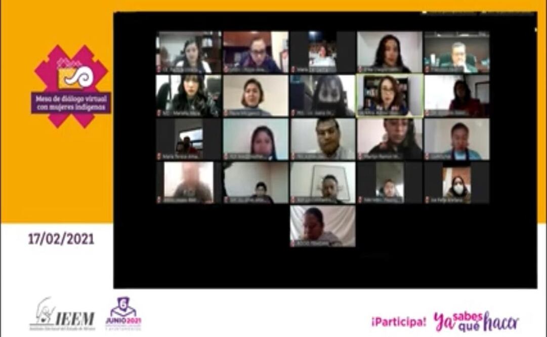 Participantes de la mesa de Diálogo Virtual organizada por el Instituto Electoral del Estado de México criticaron ser “candidatas de relleno”, pues nunca están en espacios plurinominales. Foto: Especial
