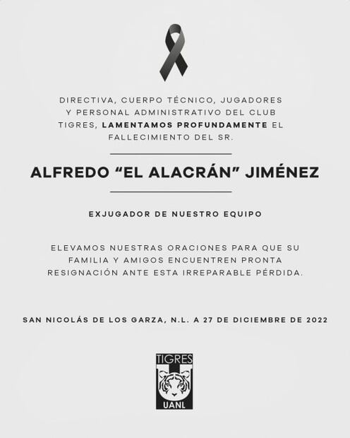 Muere Alfredo ‘Alacrán’ Jiménez, exjugador de Tigres y Rayados