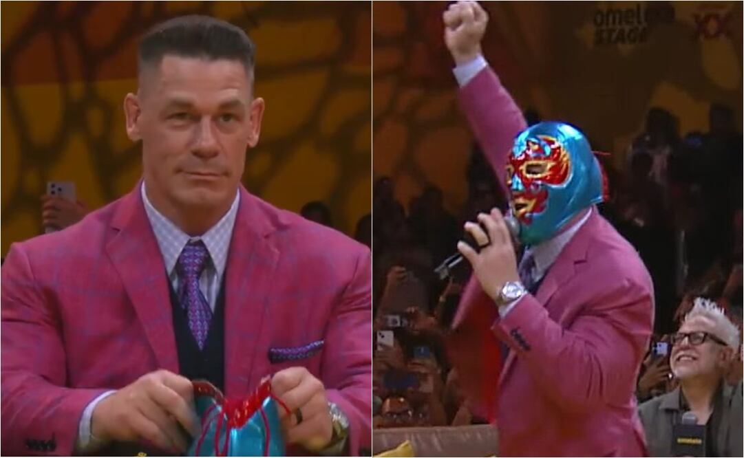 FOTO: ESPECIAL - John Cena rinde homenaje a Dos Caras; lució su máscara en su visita a México