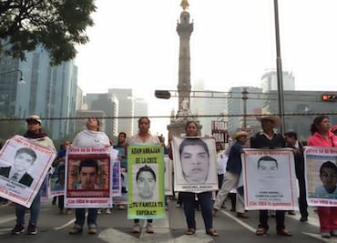 Parents of the Ayotzinapa 43 march in Mexico City