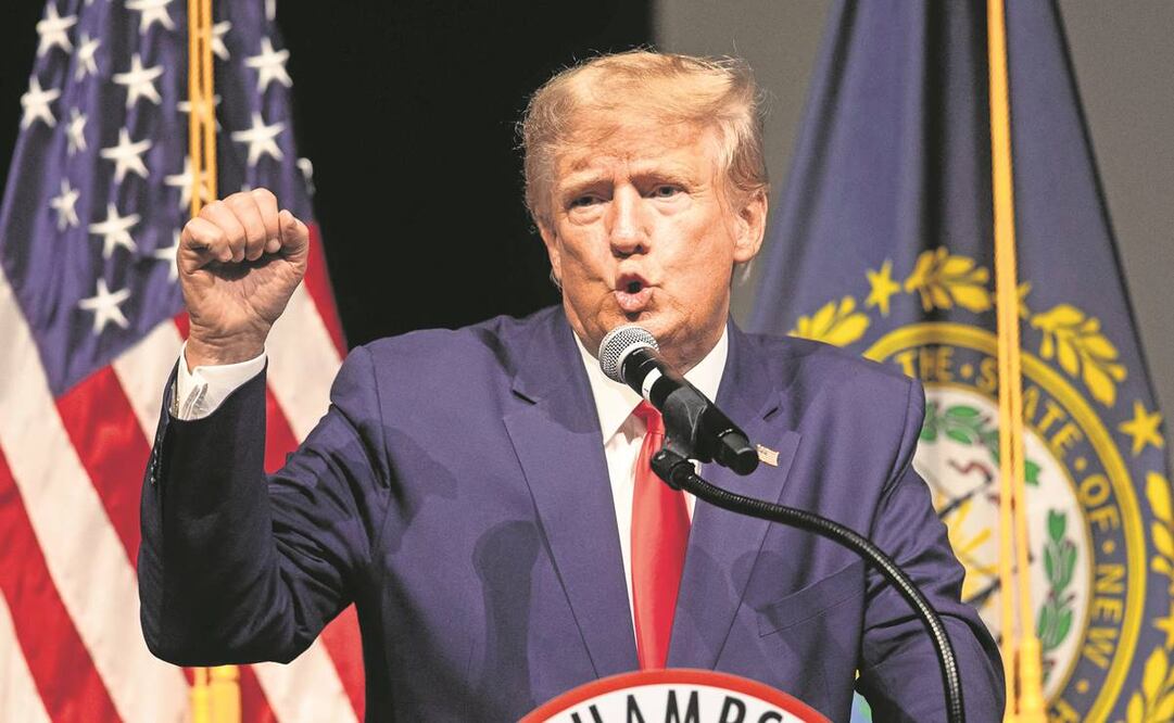 El expresidente Donald Trump, en la reunión anual del Comité Estatal Republicano de New Hampshire. Se dijo “más comprometido” que nunca.