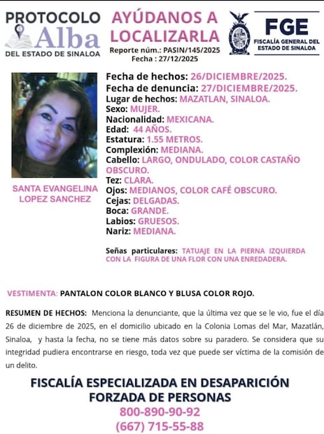 Activan alertas por personas desaparecidas en Mazatlán; buscan a dos mujeres y dos adolescentes. Foto: Especial