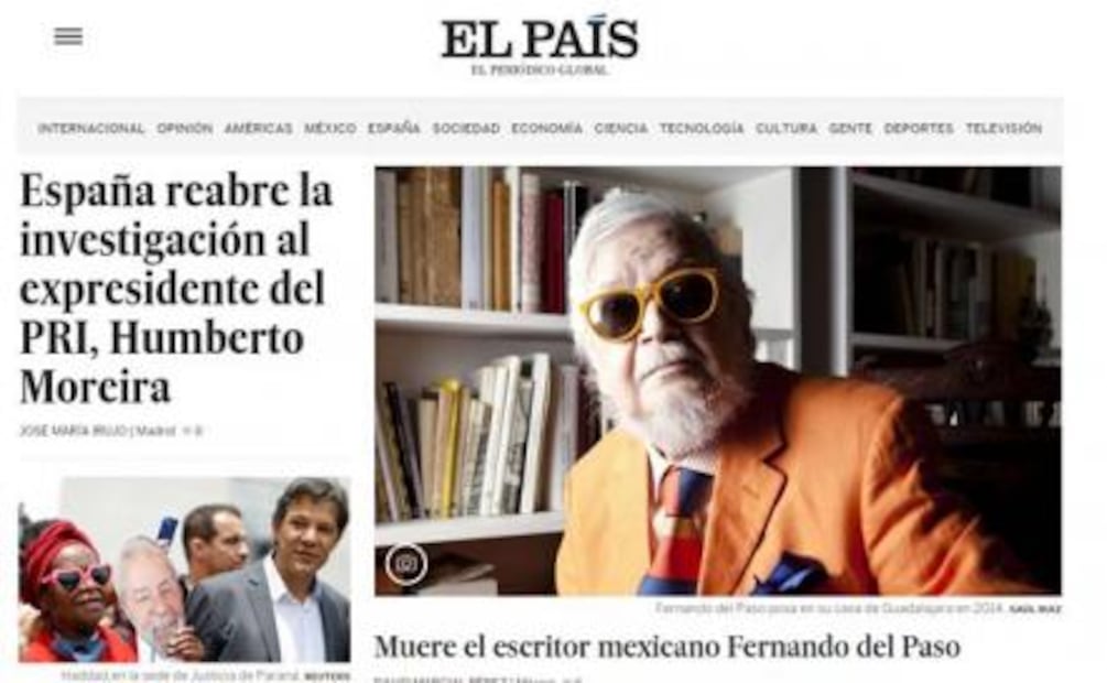 Prensa de España lamenta muerte de Fernando del Paso
