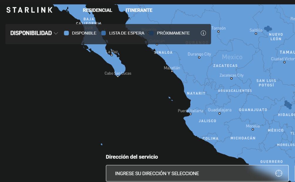 En gran parte del territorio nacional hay cobertura de Starlink. Foto: Captura de pantalla