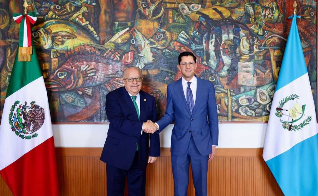 El titular de la Secretaría de Relaciones Exteriores (SRE), Roberto Velasco, y el ministro de relaciones exteriores de Guatemala, Carlos Ramiro Martínez. Foto: X @SRE_mx