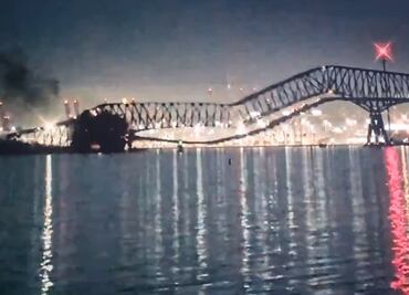 Video: Se desploma puente en Baltimore debido al choque de un barco contra uno de sus pilares