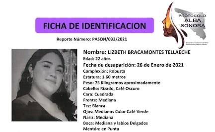 Activan Protocolo Alba en Sonora por desaparición de Lizbeth Bracamontes