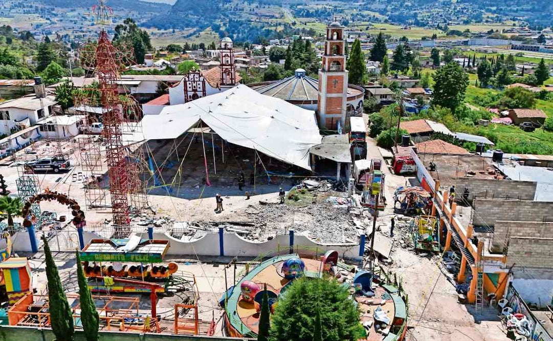 La explosión de pirotecnia se registró la noche del 5 de septiembre en el atrio de la iglesia de Santa María Canchesdá. Foto: ARCHIVO AP
