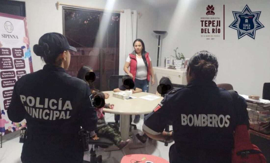 Policías de Tepeji Hidalgo, rescataron a cuatro infantes, quienes sufrían violencia de parte de su madre (10/11/2024). Foto: Especial/El Universal
