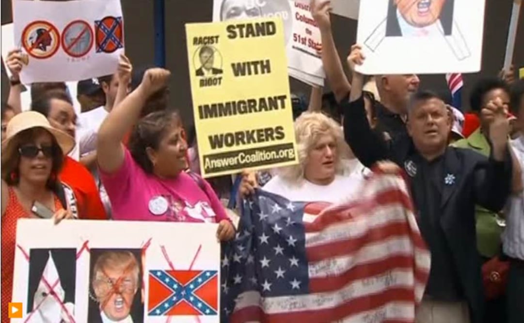 Protesters also called on businesses to sever ties with Trump (Photo: Reuters)