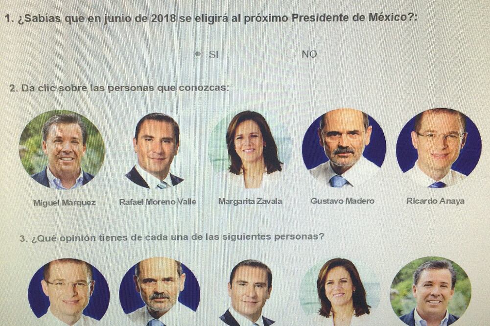 Esta es la encuesta apócrifa que se encuentra como publicidad pagada en Facebook y que aprovecha el proceso interno a fin de invitar a los usuarios a señalar su favorito para ser Presidente de México (FOTO TOMADA DE FACEBOOK)