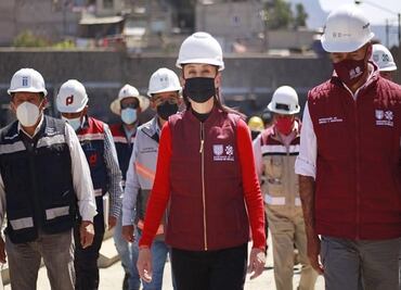 Sheinbaum visita a soldadores de la CDMX durante supervisión del Trolebús Elevado