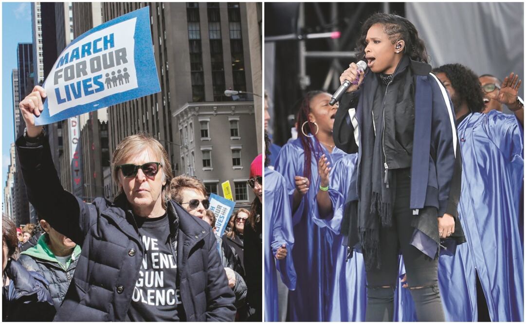 McCartney marchó y Hudson cantó “The times they are A-Changing”. (AFP)