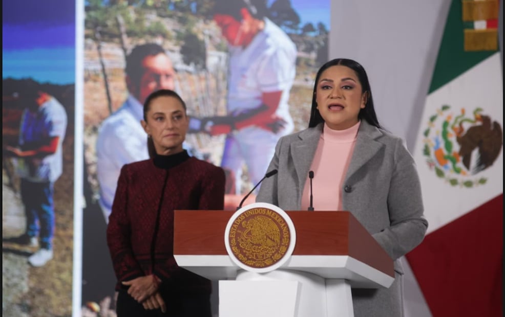 Ariadna Montiel Reyes, titular de la Secretaría de Bienestar, en la mañanera del 2 de diciembre de 2025. Foto: Carlos Mejía/EL UNIVERSAL